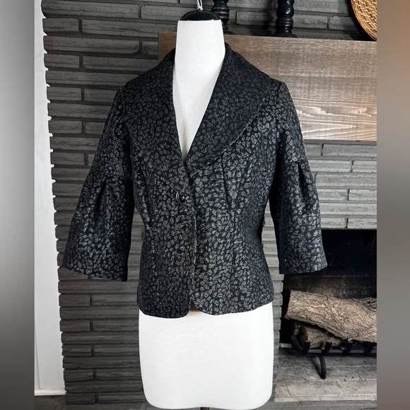 Ali Miles Jackets & Blazers - Ali miles black gray metallic 1/2 pleated bell sleeve blazer size 12